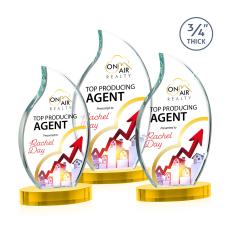 Summers Full Color on Alberton Base Gold Flame Crystal Trophy - Crystal Trophies