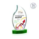 Summers Full Color on Alberton Base Green Flame Crystal Trophy