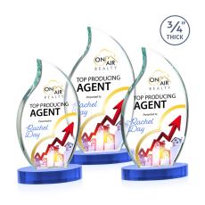 Summers Full Color on Alberton Base Sky Blue Flame Crystal Trophy - Custom Trophies