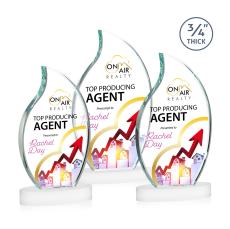 Summers Full Color on Alberton Base Fagan Flame Crystal Trophy - Crystal Trophies