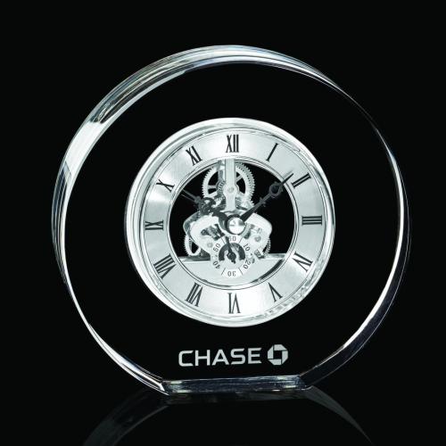 Awards and Plaques - Crystal Trophies - Hanks Clock - Silver