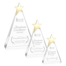 Hinkle Gold Star Pyramid Crystal Trophy - Crystal Star Trophies