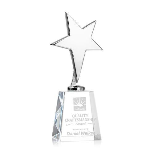 Trophies - Star Trophies - Spicer Chrome Star on Medium Crystal Base - Clear