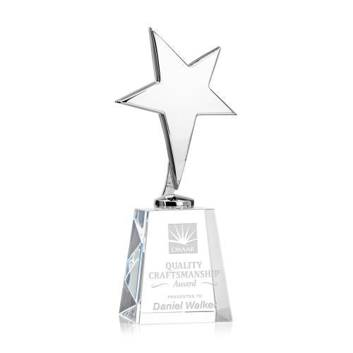 Trophies - Star Trophies - Spicer Chrome Star on Medium Crystal Base - Clear