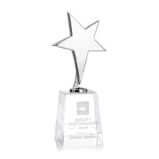 Spicer Chrome Star on Medium Crystal Base - Clear - Star Trophies