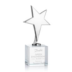 Spicer Chrome Star on Square Crystal Base - Clear - Trophies