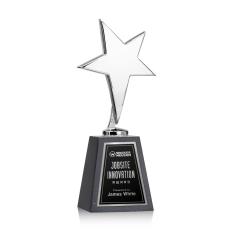 Spicer Chrome Star on Tall Marble Base - Black - Trophies