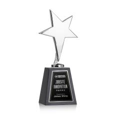 Spicer Chrome Star on Tall Marble Base - Black - Trophies
