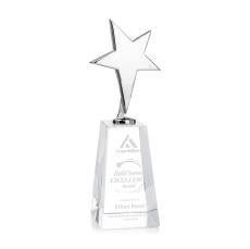 Spicer Chrome Star on Tall Crystal Base - Clear - Star Trophies