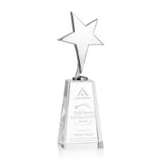 Spicer Chrome Star on Tall Crystal Base - Clear - Trophies
