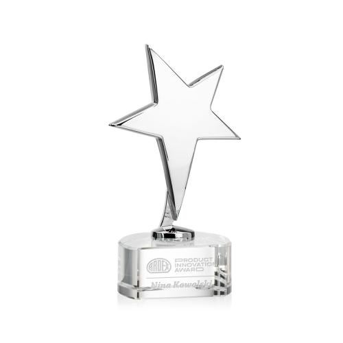 Trophies - Star Trophies - Spicer Chrome Star on Half Round Base - Clear