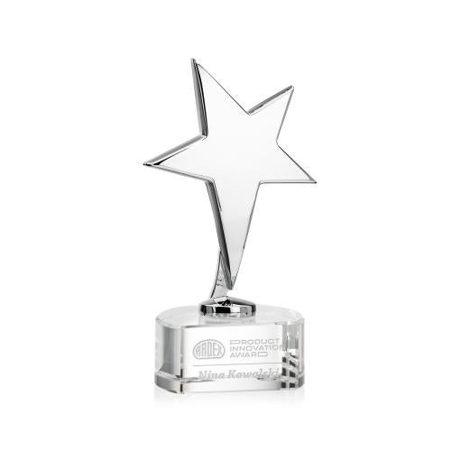 Trophies - Star Trophies - Spicer Chrome Star on Half Round Base - Clear
