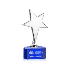Spicer Chrome Star on Half Round Base - Blue - Trophies