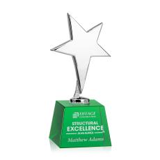 Spicer Chrome Star on Small Crystal Base - Green - Trophies