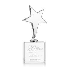 Spicer Chrome Star on Woodlawn Base - Clear - Trophies