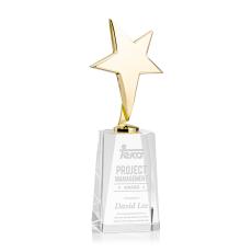 Spicer Gold Star on Chandler Base - Clear - Crystal Star Trophies