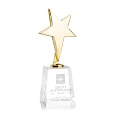 Spicer Gold Star on Medium Crystal Base - Clear - Star Trophies