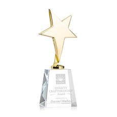 Spicer Gold Star on Medium Crystal Base - Clear - Star Trophies