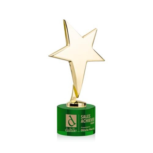 Trophies - Star Trophies - Spicer Gold Star on Round Base - Black