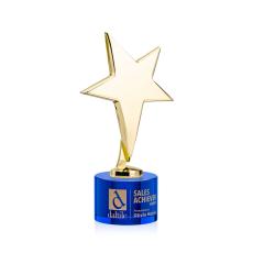 Spicer Gold Star on Round Base - Blue - Star Trophies