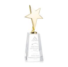 Spicer Gold Star on Tall Crystal Base - Clear - Star Trophies