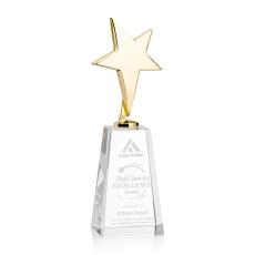 Spicer Gold Star on Tall Crystal Base - Clear - Trophies