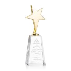 Spicer Gold Star on Tall Crystal Base - Clear - Trophies