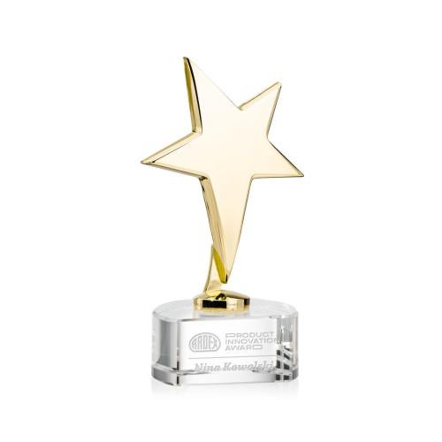 Trophies - Star Trophies - Spicer Gold Star on Half Round Base - Clear