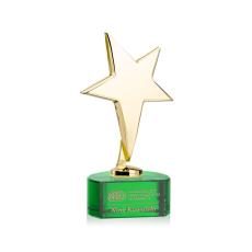 Spicer Gold Star on Half Round Base - Green - Star Trophies