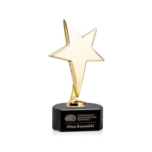 Trophies - Star Trophies - Spicer Gold Star on Half Round Base - Black