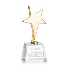 Spicer Gold Star on Small Crystal Base - Clear - Trophies