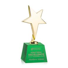 Spicer Gold Star on Small Crystal Base - Green - Trophies