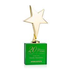 Spicer Gold Star on Woodlawn Base - Green - Star Trophies