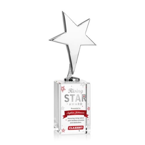 Awards and Plaques - Custom Trophies - Spicer Chrome Star Full Color on Gibbons Base Clear Metal Trophy