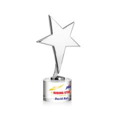 Spicer Chrome Star Full Color on Round Base Clear Metal Trophy - Star Trophies