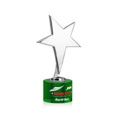 Spicer Chrome Star Full Color on Round Base Green Metal Trophy - Trophies