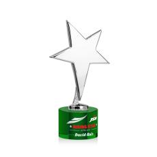 Spicer Chrome Star Full Color on Round Base Green Metal Trophy - Custom Trophies