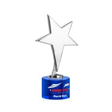 Spicer Chrome Star Full Color on Round Base Blue Metal Trophy - Trophies