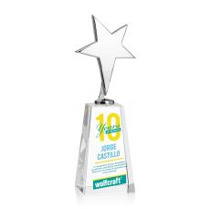 Spicer Chrome Star Full Color on Tall Crystal Base Clear Metal Trophy - Trophies