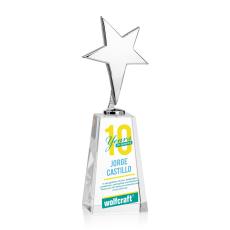 Spicer Chrome Star Full Color on Tall Crystal Base Clear Metal Trophy - Star Trophies