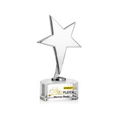 Spicer Chrome Star Full Color on Half Round Base Clear Metal Trophy - Star Trophies