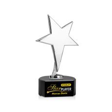 Spicer Chrome Star Full Color on Half Round Base Black Metal Trophy - Custom Trophies