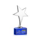 Spicer Chrome Star Full Color on Half Round Base Blue Metal Trophy