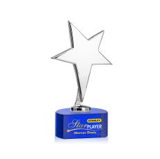 Spicer Chrome Star Full Color on Half Round Base Blue Metal Trophy - Trophies