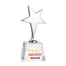 Spicer Chrome Star Full Color on Small Crystal Base Clear Metal Trophy - Star Trophies
