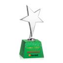 Spicer Chrome Star Full Color on Small Crystal Base Green Metal Trophy
