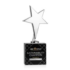 Spicer Chrome Star Full Color Metal on Woodlawn Base-Black Trophy - Trophies