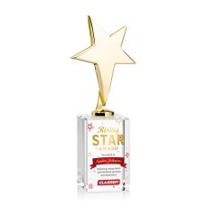 Spicer Gold Star Full Color Metal on Gibbons Base-Clear Trophy - Trophies
