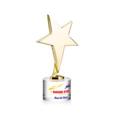 Spicer Gold Star Full Color on Round Base Clear Metal Trophy - Star Trophies