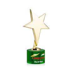 Spicer Gold Star Full Color on Round Base Green Metal Trophy - Trophies